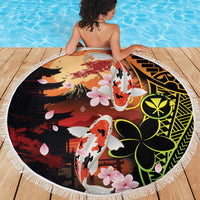 Hawaiian and Japanese Beach Blanket Koi Fish With Kanaka Polynesian Tattoo - Polynesian Pride