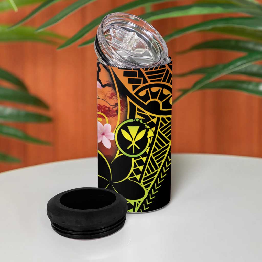 Hawaiian and Japanese 4 in 1 Can Cooler Tumbler Koi Fish With Kanaka Polynesian Tattoo - Polynesian Pride