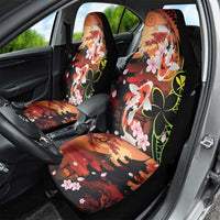 Hawaiian and Japanese Car Seat Cover Koi Fish With Kanaka Polynesian Tattoo - Polynesian Pride