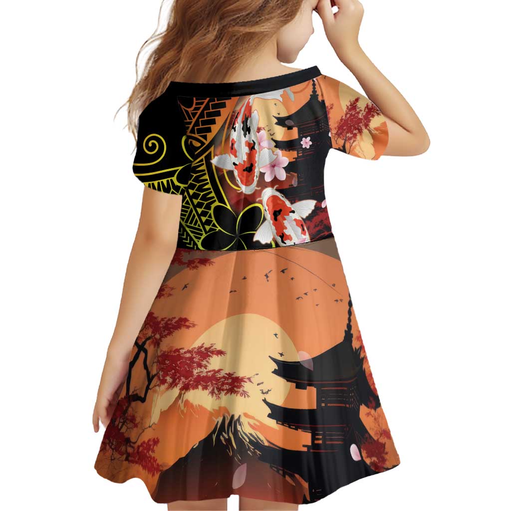 Hawaiian and Japanese Family Matching Puletasi and Hawaiian Shirt Koi Fish With Kanaka Polynesian Tattoo - Polynesian Pride