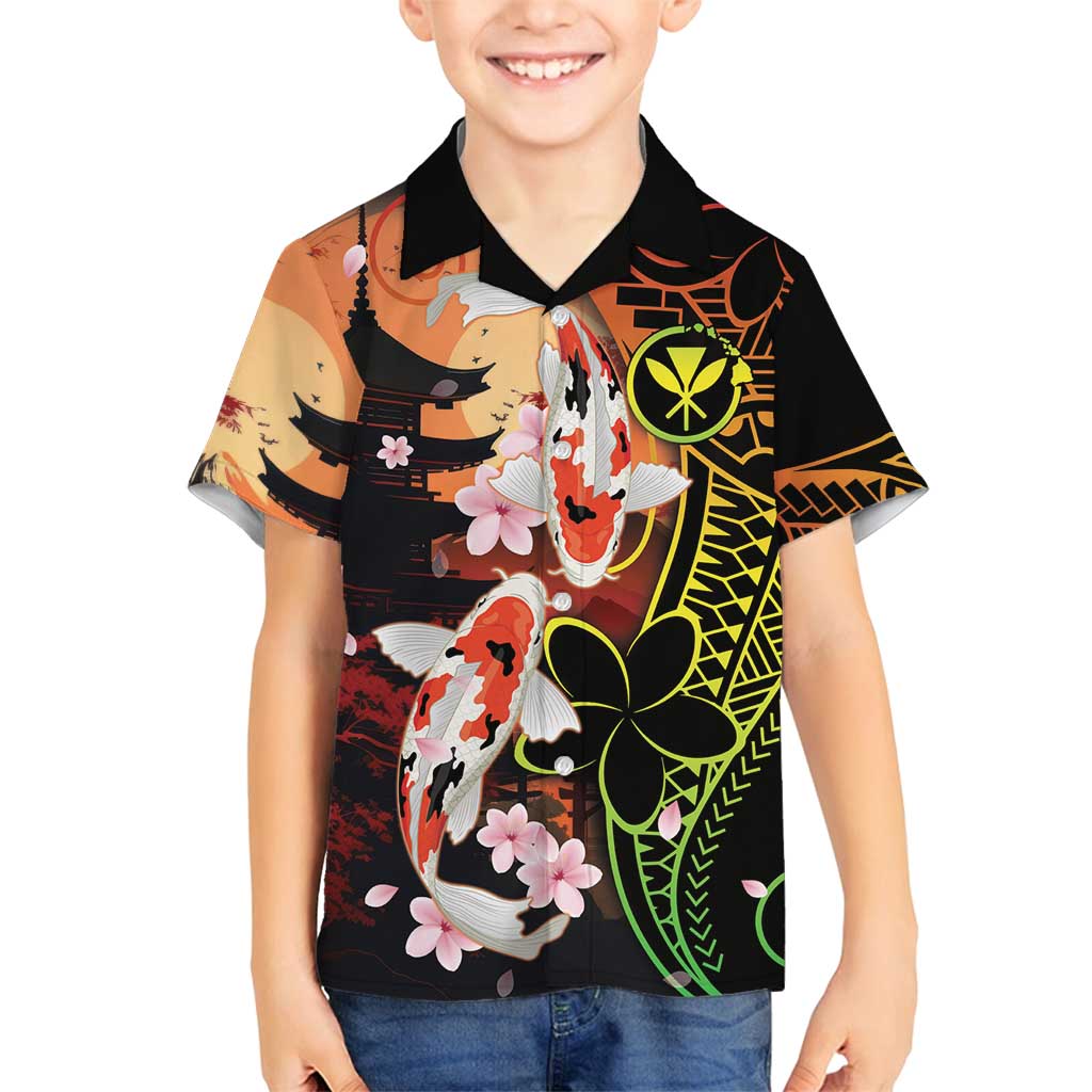 Hawaiian and Japanese Family Matching Puletasi and Hawaiian Shirt Koi Fish With Kanaka Polynesian Tattoo - Polynesian Pride