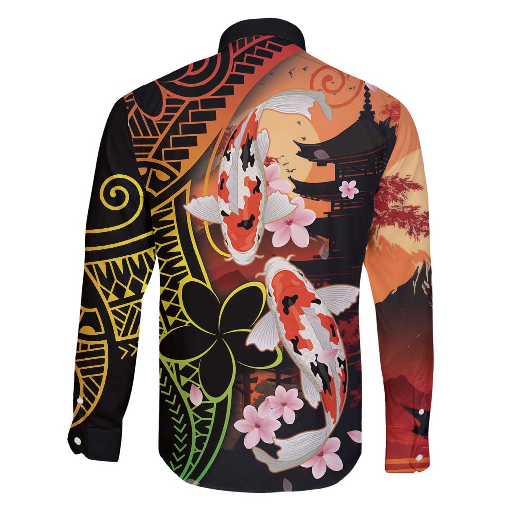 Hawaiian and Japanese Family Matching Summer Maxi Dress and Hawaiian Shirt Koi Fish With Kanaka Polynesian Tattoo - Polynesian Pride