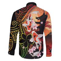 Hawaiian and Japanese Family Matching Summer Maxi Dress and Hawaiian Shirt Koi Fish With Kanaka Polynesian Tattoo - Polynesian Pride
