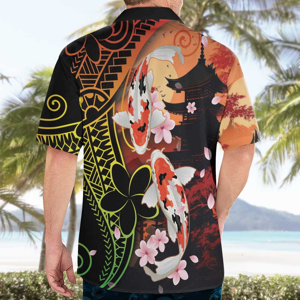 Hawaiian and Japanese Hawaiian Shirt Koi Fish With Kanaka Polynesian Tattoo - Polynesian Pride