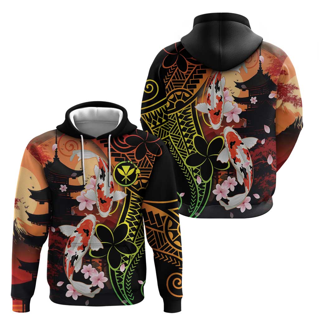 Hawaiian and Japanese Hoodie Koi Fish With Kanaka Polynesian Tattoo - Polynesian Pride