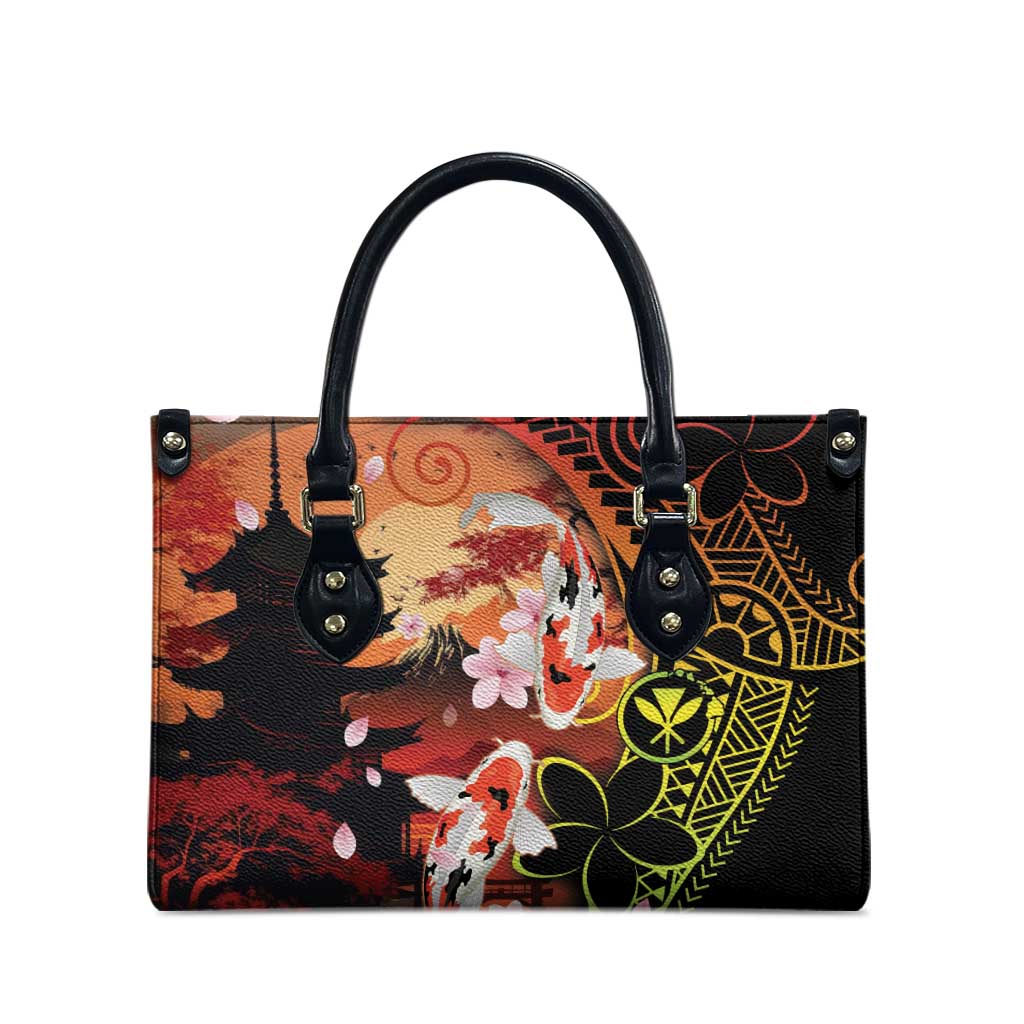Hawaiian and Japanese Leather Bag Koi Fish With Kanaka Polynesian Tattoo - Polynesian Pride