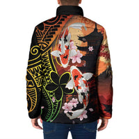 Hawaiian and Japanese Padded Jacket Koi Fish With Kanaka Polynesian Tattoo LT14 - Polynesian Pride