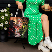 Hawaiian and Japanese Tote Bag Koi Fish With Kanaka Polynesian Tattoo - Polynesian Pride