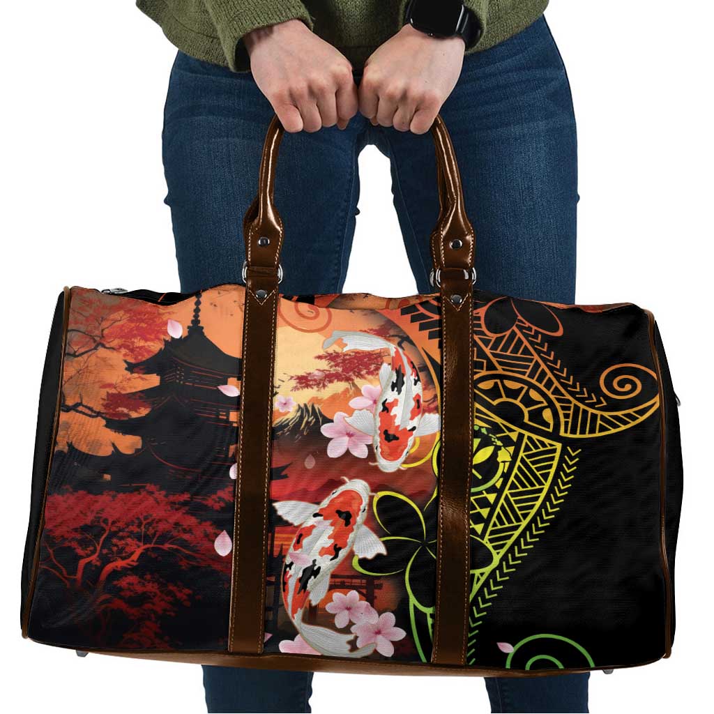 Hawaiian and Japanese Travel Bag Koi Fish With Kanaka Polynesian Tattoo - Polynesian Pride
