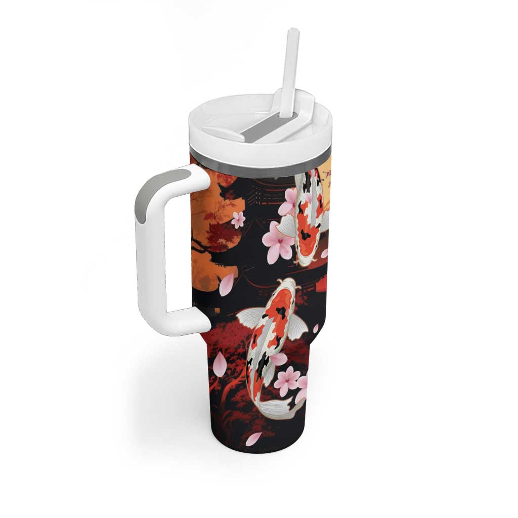 Hawaiian and Japanese Tumbler With Handle Koi Fish With Kanaka Polynesian Tattoo - Polynesian Pride