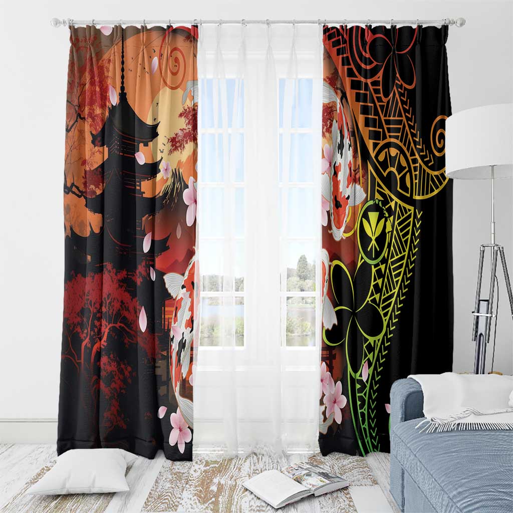 Hawaiian and Japanese Window Curtain Koi Fish With Kanaka Polynesian Tattoo - Polynesian Pride