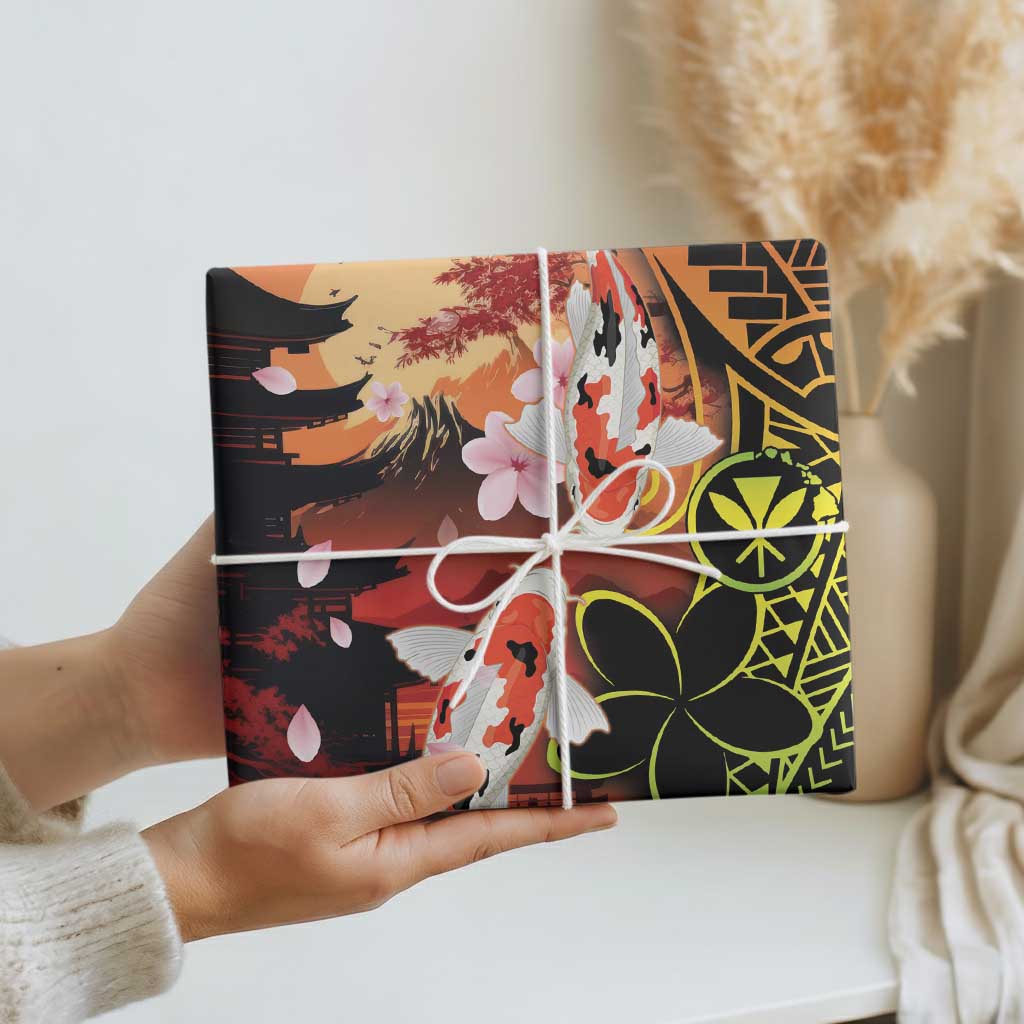 Hawaiian and Japanese Wrapping Paper Kanaka With Koi Fish Polynesian Tattoo LT14 - Polynesian Pride