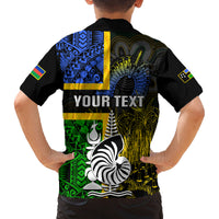 Personalised South Sea Islanders Family Matching Long Sleeve Bodycon Dress and Hawaiian Shirt Kanakas With New Caledonia Coat Of Arms LT14 - Polynesian Pride