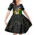 Personalised South Sea Islanders Family Matching Off Shoulder Short Dress and Hawaiian Shirt Kanakas With New Caledonia Coat Of Arms LT14 Daughter's Dress Black - Polynesian Pride