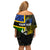 Personalised South Sea Islanders Family Matching Off Shoulder Short Dress and Hawaiian Shirt Kanakas With New Caledonia Coat Of Arms LT14 - Polynesian Pride