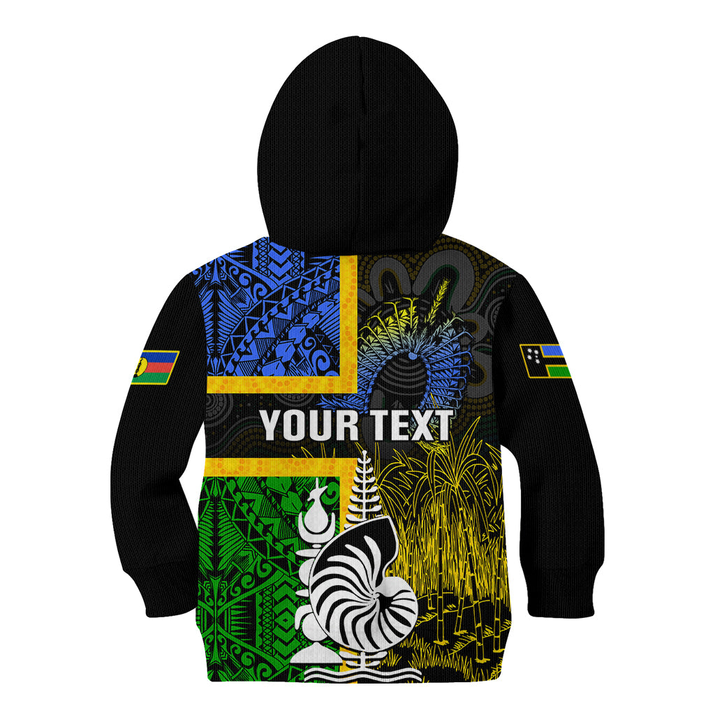 Personalised South Sea Islanders Kid Hoodie Kanakas With New Caledonia Coat Of Arms LT14 - Polynesian Pride