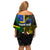 Personalised South Sea Islanders Family Matching Off Shoulder Short Dress and Hawaiian Shirt Kanakas With Vanuatu Coat Of Arms LT14 - Polynesian Pride