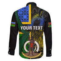 Personalised South Sea Islanders Family Matching Short Sleeve Bodycon Dress and Hawaiian Shirt Kanakas With Vanuatu Coat Of Arms LT14 - Polynesian Pride