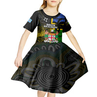 Personalised South Sea Islanders Kid Short Sleeve Dress Kanakas With Fiji Coat Of Arms LT14 - Polynesian Pride