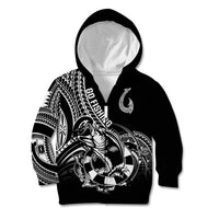 Personalised Polynesia Kid Hoodie Fish Hook Tattoo Go Fishing Polynesian Pattern Black LT14 Zip Hoodie Black - Polynesian Pride