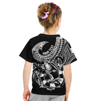 Personalised Polynesia Kid T Shirt Fish Hook Tattoo Go Fishing Polynesian Pattern Black LT14 - Polynesian Pride