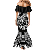Personalised Polynesia Mermaid Dress Fish Hook Tattoo Go Fishing Polynesian Pattern Black LT14 - Polynesian Pride