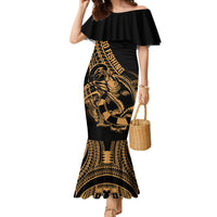 polynesia-family-matching-mermaid-dress-and-hawaiian-shirt-fish-hook-tattoo-go-fishing-polynesian-pattern-gold