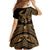 Polynesia Family Matching Puletasi Dress and Hawaiian Shirt Fish Hook Tattoo Go Fishing Polynesian Pattern Gold LT14 - Polynesian Pride