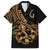 Polynesia Family Matching Puletasi Dress and Hawaiian Shirt Fish Hook Tattoo Go Fishing Polynesian Pattern Gold LT14 Dad's Shirt - Short Sleeve Gold - Polynesian Pride