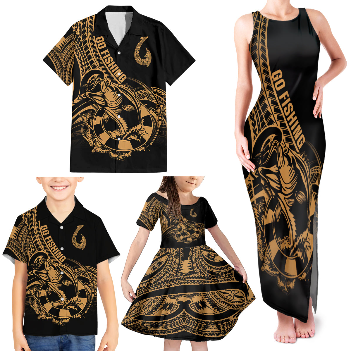 polynesia-family-matching-tank-maxi-dress-and-hawaiian-shirt-fish-hook-tattoo-go-fishing-polynesian-pattern-gold