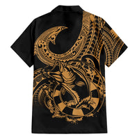 Polynesia Hawaiian Shirt Fish Hook Tattoo Go Fishing Polynesian Pattern Gold LT14 - Polynesian Pride
