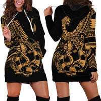 Polynesia Hoodie Dress Fish Hook Tattoo Go Fishing Polynesian Pattern Gold LT14 - Polynesian Pride