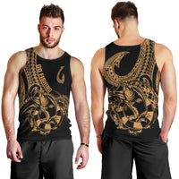 Polynesia Men Tank Top Fish Hook Tattoo Go Fishing Polynesian Pattern Gold LT14 - Polynesian Pride