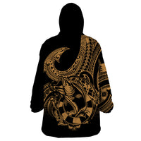 Polynesia Wearable Blanket Hoodie Fish Hook Tattoo Go Fishing Polynesian Pattern Gold LT14 - Polynesian Pride