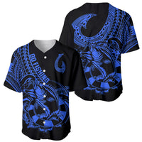 Polynesia Baseball Jersey Fish Hook Tattoo Go Fishing Polynesian Pattern Blue LT14 - Polynesian Pride