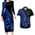 Polynesia Couples Matching Long Sleeve Bodycon Dress and Hawaiian Shirt Fish Hook Tattoo Go Fishing Polynesian Pattern Blue LT14 Blue - Polynesian Pride