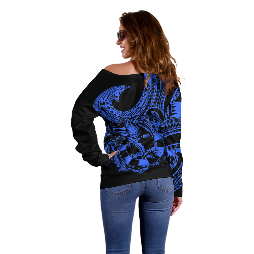 polynesia-off-shoulder-sweater-fish-hook-tattoo-go-fishing-polynesian-pattern-blue