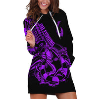 Polynesia Hoodie Dress Fish Hook Tattoo Go Fishing Polynesian Pattern Purple LT14 Purple - Polynesian Pride