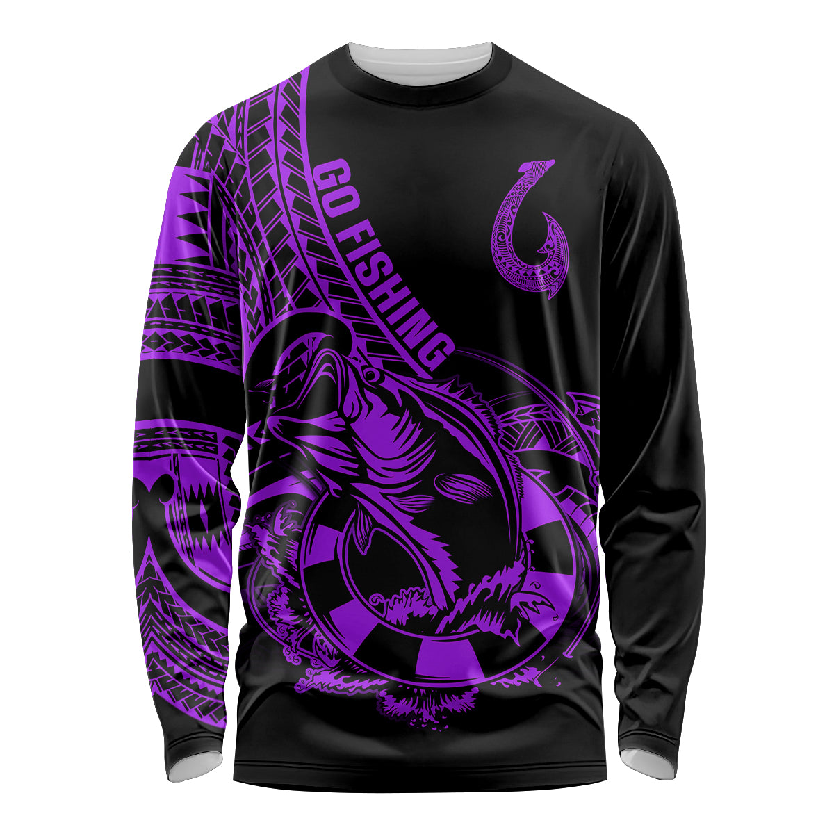 polynesia-long-sleeve-shirt-fish-hook-tattoo-go-fishing-polynesian-pattern-purple