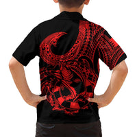 Polynesia Hawaiian Shirt Fish Hook Tattoo Go Fishing Polynesian Pattern Red LT14 - Polynesian Pride