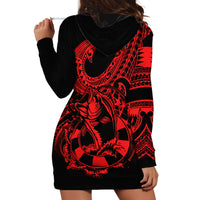 Polynesia Hoodie Dress Fish Hook Tattoo Go Fishing Polynesian Pattern Red LT14 - Polynesian Pride