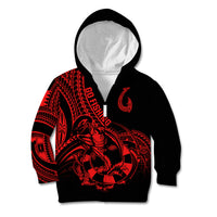 Polynesia Kid Hoodie Fish Hook Tattoo Go Fishing Polynesian Pattern Red LT14 Zip Hoodie Red - Polynesian Pride