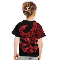 Polynesia Kid T Shirt Fish Hook Tattoo Go Fishing Polynesian Pattern Red LT14 - Polynesian Pride