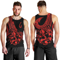 Polynesia Men Tank Top Fish Hook Tattoo Go Fishing Polynesian Pattern Red LT14 - Polynesian Pride