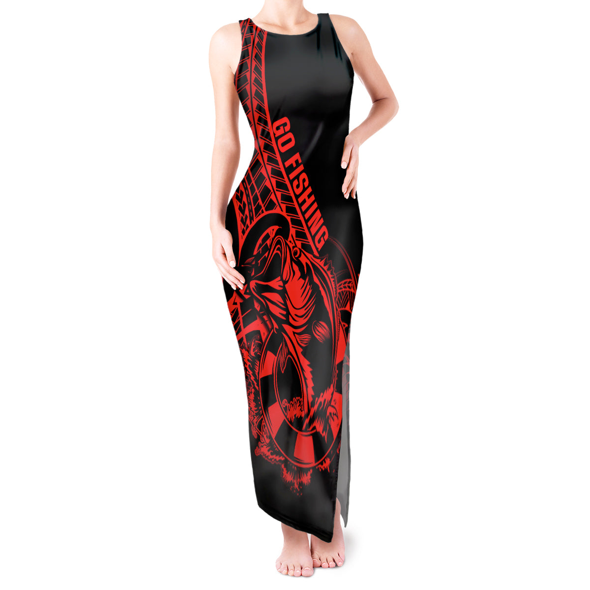 polynesia-tank-maxi-dress-fish-hook-tattoo-go-fishing-polynesian-pattern-red