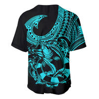 Polynesia Baseball Jersey Fish Hook Tattoo Go Fishing Polynesian Pattern Turquosie LT14 - Polynesian Pride