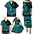 Polynesia Family Matching Puletasi Dress and Hawaiian Shirt Fish Hook Tattoo Go Fishing Polynesian Pattern Turquosie LT14 - Polynesian Pride