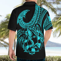 Polynesia Hawaiian Shirt Fish Hook Tattoo Go Fishing Polynesian Pattern Turquosie LT14 - Polynesian Pride