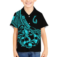 Polynesia Hawaiian Shirt Fish Hook Tattoo Go Fishing Polynesian Pattern Turquosie LT14 - Polynesian Pride
