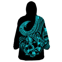 Polynesia Wearable Blanket Hoodie Fish Hook Tattoo Go Fishing Polynesian Pattern Turquosie LT14 - Polynesian Pride